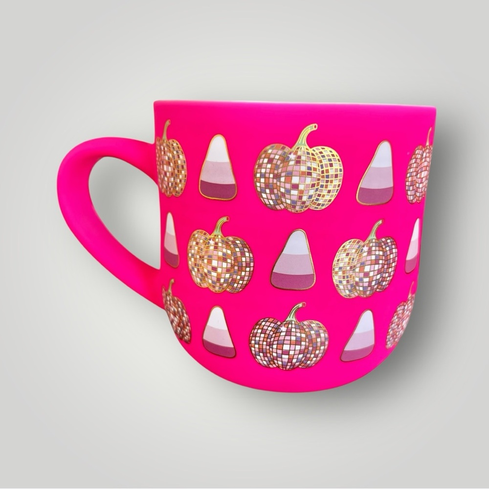Neon Pink Autumn Halloween Pumpkin Soft Touch Matte Ceramic Mug Cup Gift New - Picture 14 of 14